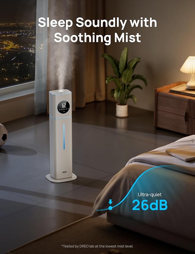 DREO HM735S 11L Smart Humidifier Large Room 700 ft², 100H Cool Mist Air Humidifiers for Bedroom, Top-Fill, Clean Tank Technology, 26dB, Auto Mode, Aroma Box, RGB, Remote & APP Control, Baby, Blue