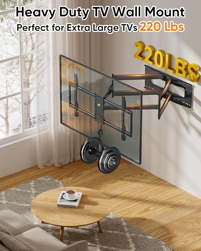 Heavy Duty Long Arm TV Wall Mount for Most 42-95 inch TVs,Full Motion TV Mount with 42.6" Extension Arms,Tilt Swivel Wall Mount Bracket Fits 16-24" Studs Holds 220 lbs,VESA 800x400MM by FORGING MOUNT