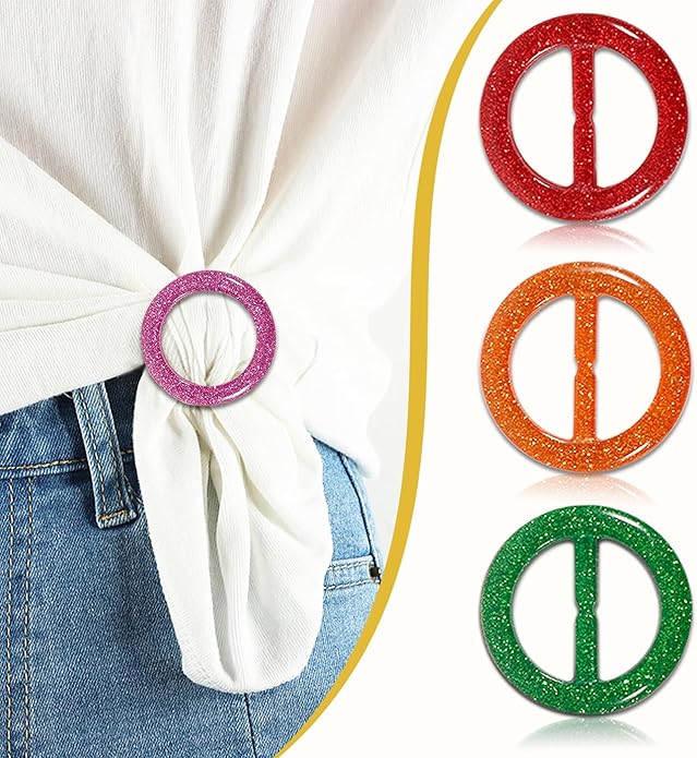 T-Shirt Clips 9 PCS, Clothes Corner Knotted Button, Fashion Alloy Pearl Rhinestone Circle Clip Buckle Round Shirt Silk Scarf