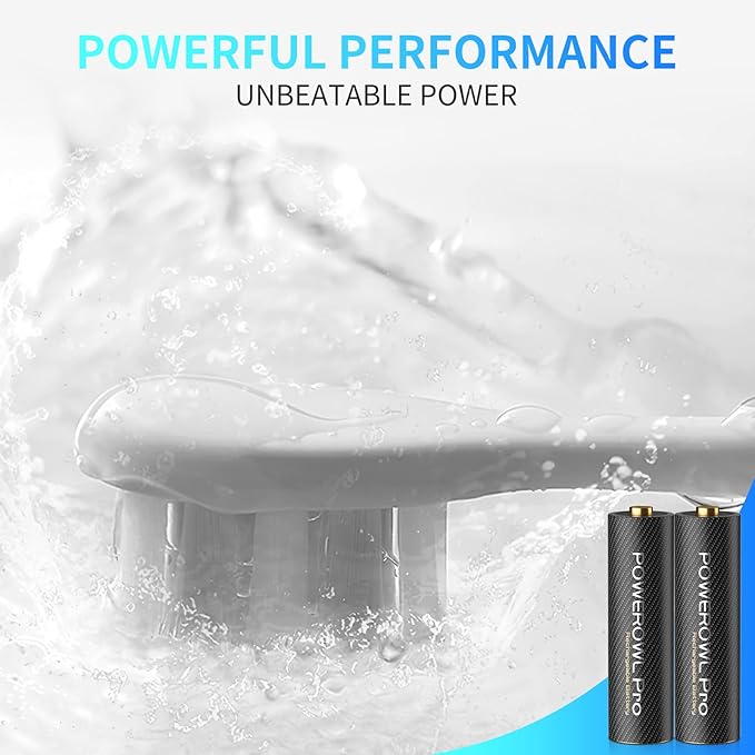 POWEROWL Gold-top Rechargeable AA Batteries PRO w/ 8 Bay Charger, High Capacity 2800mAh, Premium NiMH Double A Battery -8 Count