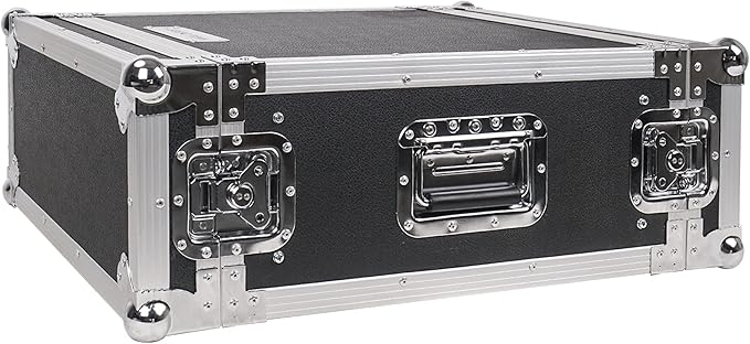 Sound Town 4U PA/DJ Rack/Road Case, 4-Space, with 21" Rackable Depth, Plywood, Metal Ball Corners, Pro Tour Grade Flight Case (STRC-4U)
