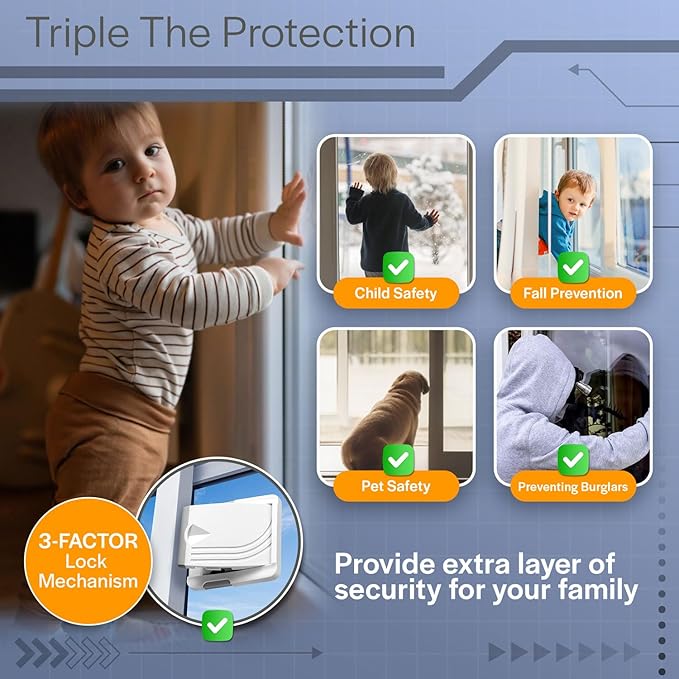 Todays Kids 2 Pack Sliding Door Lock - Child Proof Lock for Sliding Door, Easy to Install Sliding Window Lock - Strong Adhesive Sliding Door Security Lock, Versatile Window Locks & Sliding Door Lock