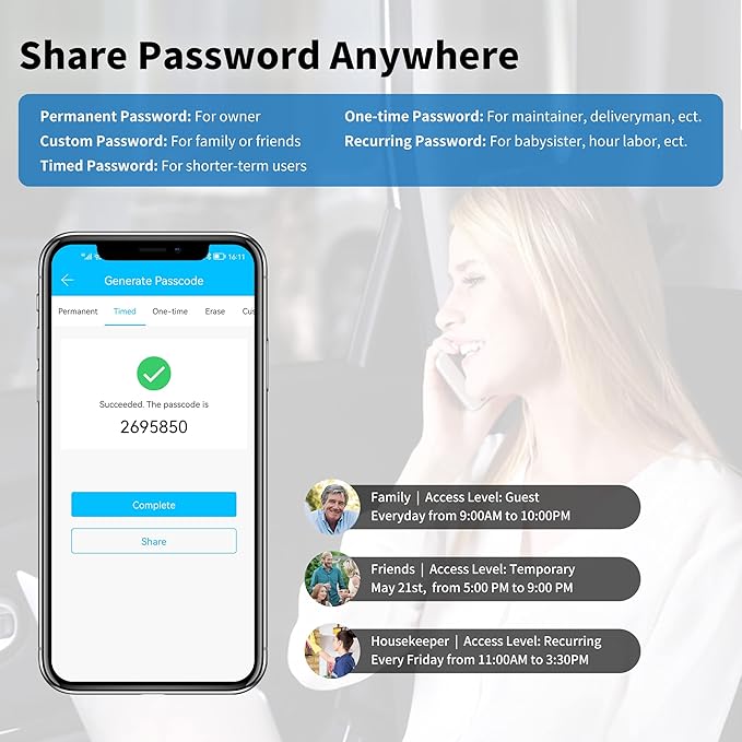 [Upgrade] Smart Lock,CATCHFACE Fingerprint Door Lock TTLock Smart Door Knob Smart Door Handle Digital Door Lock Fingerprint/Code/Card/Key-Ideal for Front Door Hotel Office Office