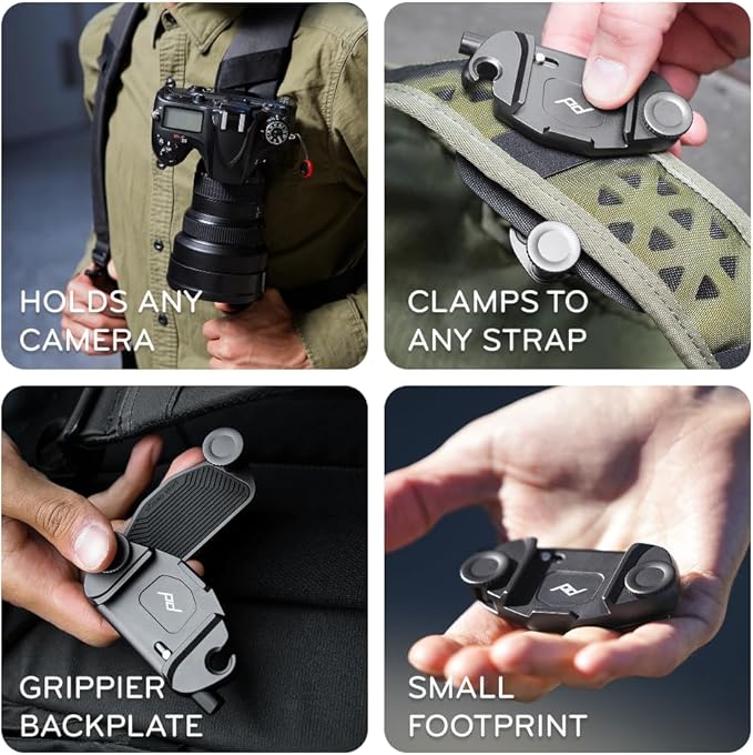 Peak Design Capture Camera Clip V3, Silver with Plate, Holds DSLR, Compact and Point and Shoot Bodies, Secure, Stable and Accessible, Attaches to Straps and Belts, Quick Release, 200 lb Capacity