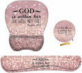 Ergonomic Mouse Pad Wrist Support and Keyboard Wrist Rest Set with Coasters, Non-Slip PU Base, Easy Typing & Pain Relief, Perfect for Home Office Working Studying, Bible Verse Psalm 46:5