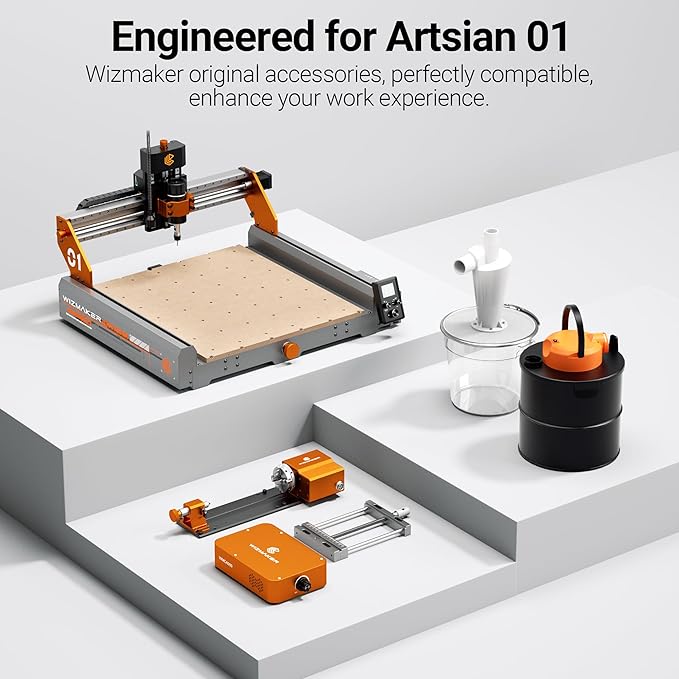 Supports 300W Spindle/500W Spindle Motor CNC Machines CNC Vacuum Cleaner with Dust Boot and Secondary Separation Bucket CNC Router Milling Machine Dust Collector