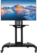 GCCSJ Rolling TV Stand with Adjustable Shelf，Portable TV Stand on Wheels for 32-75 Inch Screens，Heavy Duty Base Mobile TV Cart，132 LBS Weight Capacity， Suitable for Living Room/Bedroom/Office