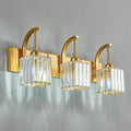 FDPBY Crystal Vanity Lights 3-Light Gold Bathroom Vanity Lights Modern Crystal Bathroom Light Fixtures Over Mirror 23.62" Long Vanity Light for Bathroom