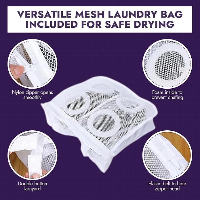 Wash Express Shoe Cleaning Kit: Shoe Washing Bag (2pcs), Mesh Laundry Bag for Shoe Dryer and Adjustable Shoe Trees (5 pc kit)
