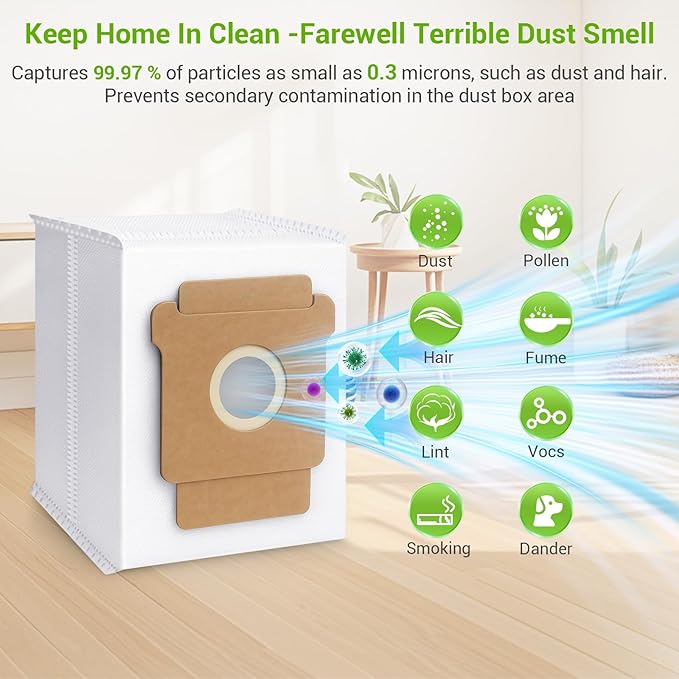 Bluevisk 16 Pack Plus 405 Combo Dust Bags for Roomba Essential Q0520/Plus 405 Combo/Plus 505 Combo/Plus 504 Vac/Y0140 Combo/Y0110/Q0120/Q011/104 Combo/105 Combo/105 Vac/Max 705 Vac/205 Vac Dust Bag