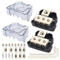 3Way Power Distribution Block 0 GA/ 4 GA in 4 Gauge/8 Gauge Wire Out Ground Blocks 2PCS