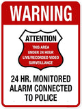 Warning 24 HR. Monitored Alarm Connected To Police Sign, 36x48 Inches, Rust Free DiBound, Fade Resistant, Made in USA by My Sign Center