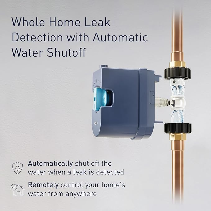 Moen 900-002 Flo by Moen 1-1/4-Inch Smart Water Shutoff with 920-005 Flo by Moen Smart Water Detector, 3-Pack
