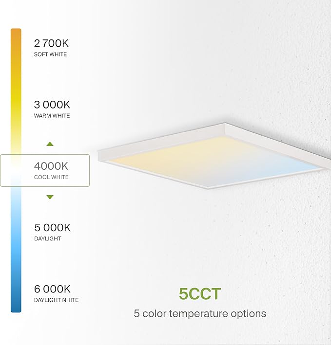 ASD LED 12" Square Flush Mount Ceiling Light Fixture, Low Profile Surface Lighting | 5CCT, Dimmable, Ultra-Thin, ETL Listed | 24W 1700LM 2700-6000K 120V | Kitchen, Bedroom, Hallway Lamp | White