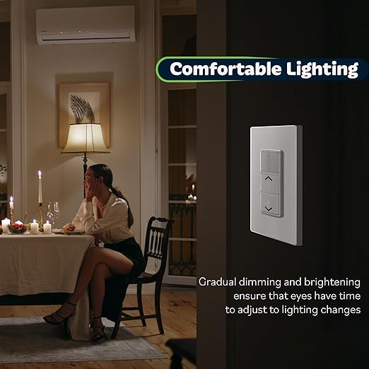 TOPGREENER Motion Sensor Light Switch Dimmer, Electronic Dimmer with PIR Motion Sensor, Occupancy & Vacancy Modes, 150W LED/CFL, Single-Pole, UL Listed, TDODS5-120, White