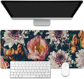 EOBKLAX Vintage Beautiful Flowers Desk Mat,Large Gaming Mouse Pad,Non-Slip Rubber Base Desk Pad with Stitched Edges for Desk Office Home Decor 35.4X15.7 Inch