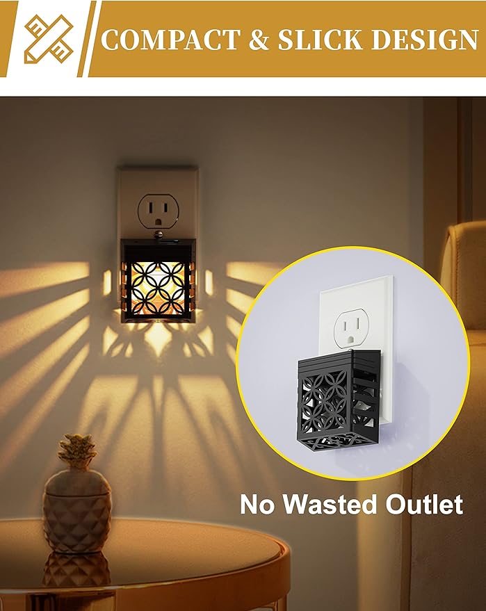 DORESshop Plug-in Night Lights [2 Pack], Dusk to Dawn Sensor, Adjustable Brightness, Decorative Nightlight for Bathroom, Hallway, Stairway, Soft White
