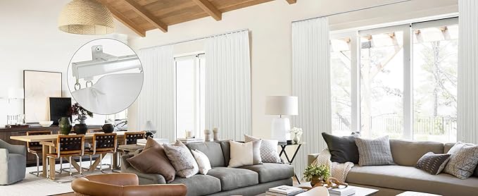ChadMade Aluminum Ceiling Curtain Track Set with Hooks, 9ft - 12ft Adjustable Length Ceiling/Wall Mount Curtain Rail System For Grommet/Pleated Drape, RV Ceiling Track, White