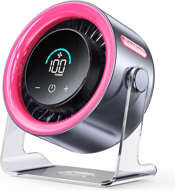 Coolhill Handheld Portable Fan with Ice Cooler: 100-Speed 5500mAh Rechargeable Handheld Fan, 12H Time Hand Cooling Personal Fans with 20000 RPM Air Turbo Tech for Travel Outdoor (Pink)