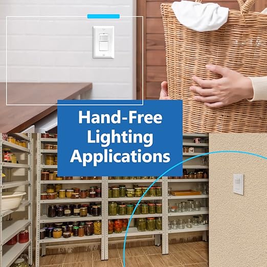 LIDER Motion Sensor Switch with Wall Plate, PIR Sensor Light Switch, Occupancy & Vacancy Modes, No Neutral Wire Required, 120V, 60Hz, 150W LED/CFL, Single Pole, LPS-1P-WWP, UL Listed, White