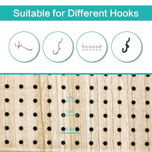 Babion 4 Panel Pegboard Display, Peg Board Room Divider Freestanding Folding Privacy Screens Display Stand for Craft Shows (Natural)