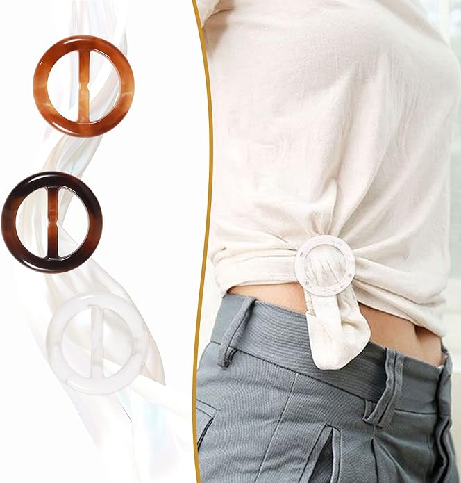 T-Shirt Clips 9 PCS, Clothes Corner Knotted Button, Fashion Alloy Pearl Rhinestone Circle Clip Buckle Round Shirt Silk Scarf