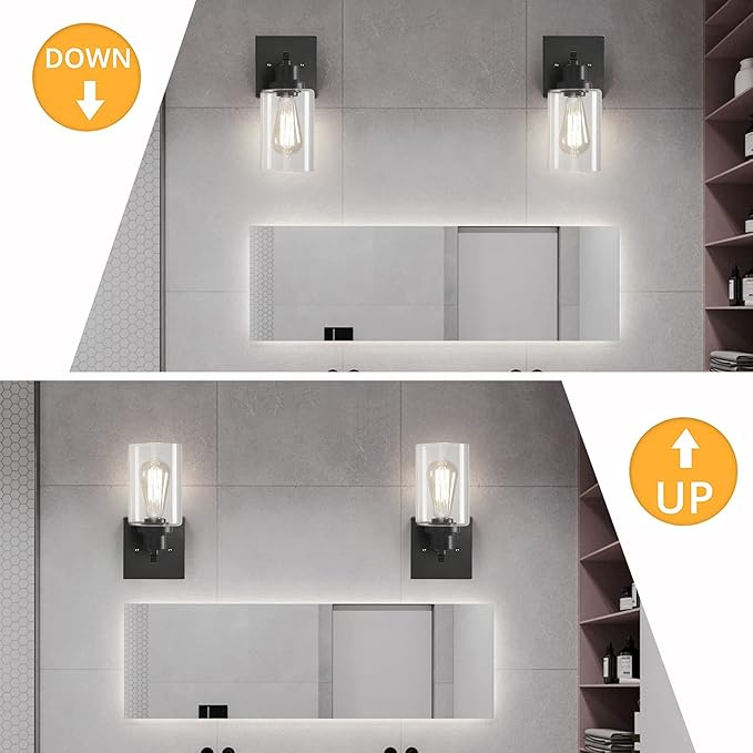 DIKAIDA Plug in Wall Sconces, 2 Pack Wall Lamp, Rustic Plug in Wall Light Sconces, Sconces Wall Lighting, E26 Modern Wall Light Fixtures