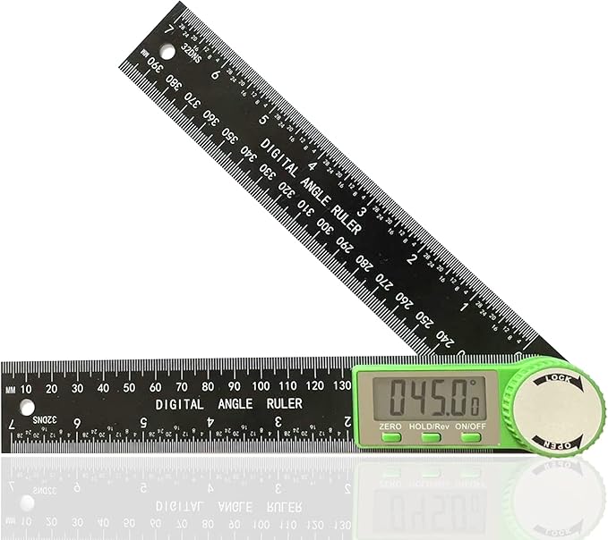 PDDYIER Digital Angle Finder Protractor, 2-in-1 Miter Saw, 7 Inch/200mm ABS Ruler, High Accuracy Measuring Tool for Woodworking, Metalworking, Carpenter, Construction