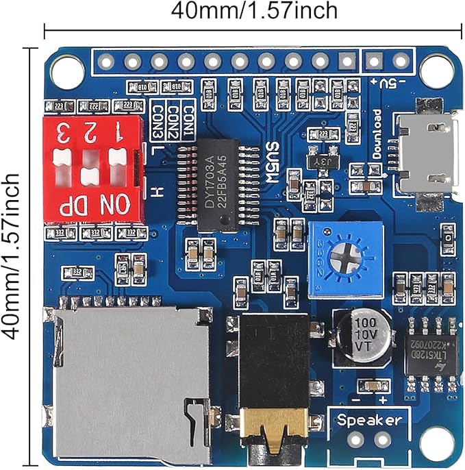 Diann 4pcs MP3 Voice Playback Module DY-SV5W Player Music Voice Board IO Trigger UART Serial Adapter Control Playback Module Sound Board Amplifier Board Support 32G Card