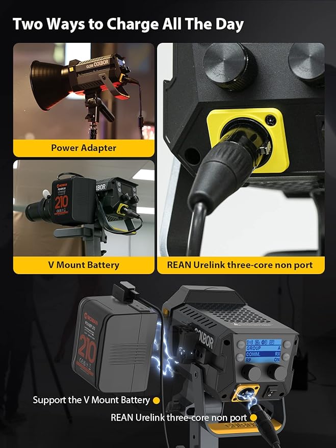 Video Light, COLBOR CL220M LITE 220W Continuous Output Lighting 2700-6500K CRI96+ 10,800Lux at 3.3ft COB Studio Light with 7 Light Effects Bowens Mount APP, Video-Light-Studio-LED-Photography