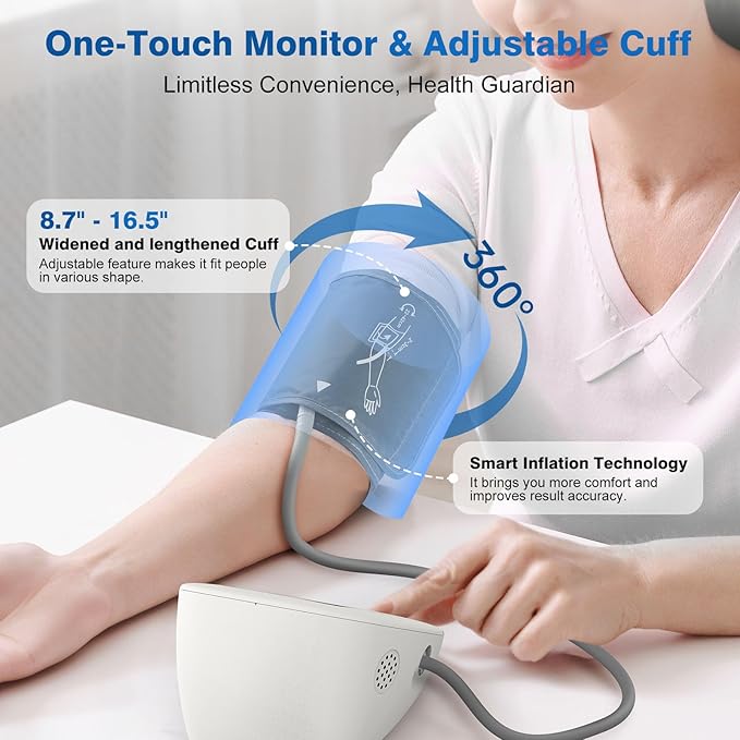 Blood Pressure Monitors for Home use, Automatic Digital BP Machine, Adjustable Upper-Arm Blood Pressure Cuff(8.7'' -16.5''), Large Clear LCD Backlit Display&HR Detection, 2x99 Sets Memory