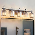 FDPBY Bathroom Vanity Lights 5-Light Sand Black Modern Crystal Vanity Light Fixtures Over Mirror Crystal Bathroom Vanity Lighting Fixtures