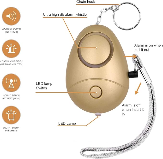 KOSIN Safe Sound Personal Alarm, 6 Pack 140DB Personal Security Alarm Keychain with LED Lights, Emergency Safety Alarm for Women, Men, Children, Elderly1
