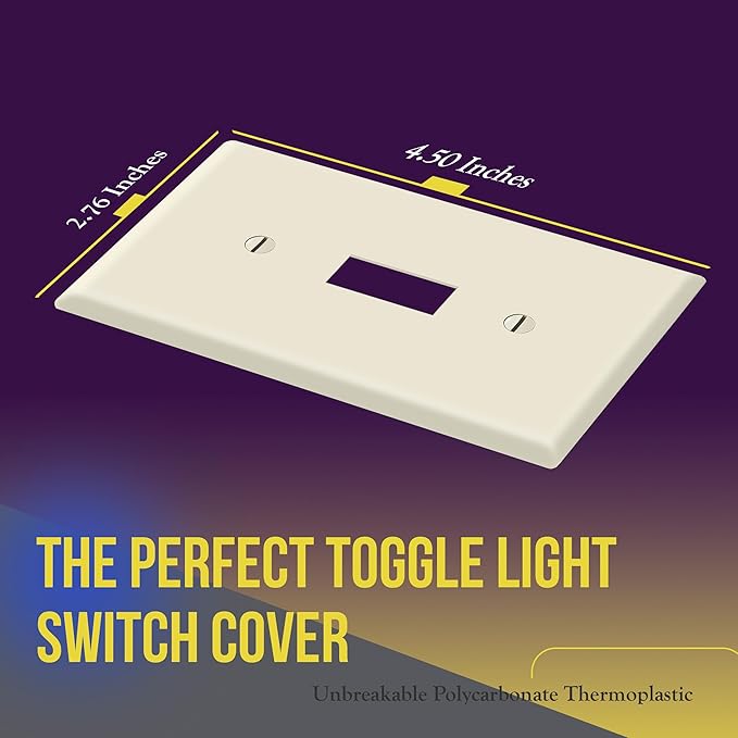 ENERLITES Toggle Switch Wall Plate, Gloss Finish, Size 1-Gang 4.50" x 2.76", Unbreakable Polycarbonate Thermoplastic, 8811-LA, Light Almond, Standard