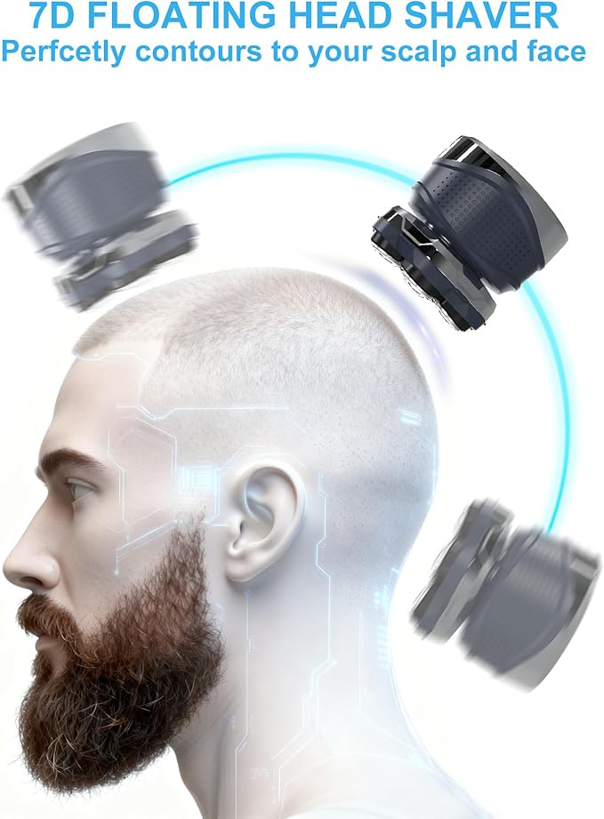 Clicar head shavers for bald men,Magnetic Detachable Head Shaver，Wet or Dry beard trimmer for men，7D IPX7 Waterproof razors for men，Type-C Digital display electric razor for men，Better gifts for men