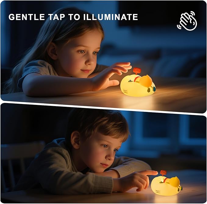 AuroraNiteBeam Duck Night Light for Kids, 3 Brightness Levels LED Nursery Lamp Dimmable & Rechargeable, Duck Silicone Lamp for Bedroom/Nursery,Room Decor Lamp Gift for Adult Toddler/Boys/Girls