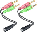 MillSO Headphone Splitter for Computer [2 Pack] CTIA 3.5mm TRRS Female to Dual TRS Male Mic Audio Jack Y Headset Splitter Adapter Cable for PC Laptop to Gaming Headset - 8inch/20cm