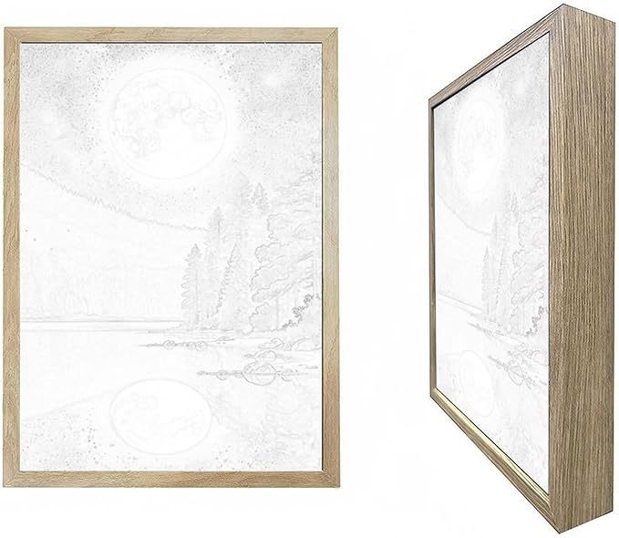 URVIP LED Glowing Photo Frame, 3D Starry-Sky Blue Moon Wall Art, 9x12 Inches Dimmable Light Up Light Painting for Bedroom, Unique Aesthetic Decor, Great Birthday Gift for Women Men
