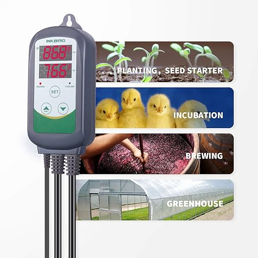 Inkbird WiFi ITC-308 Digital Temperature Controller Thermostat Remote Monitoring Controlling Home Brewing Fermentation Breeding Incubation Greenhouse