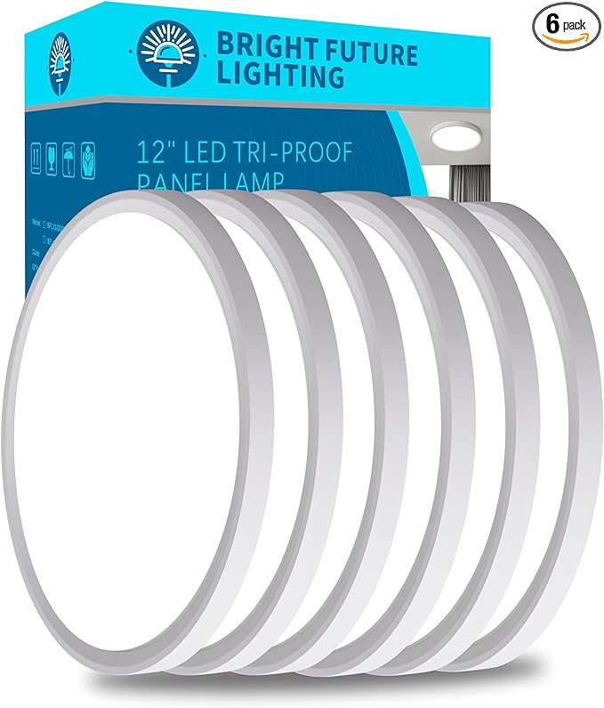 6pack 12 Inch Flush Mount Ceiling Light, 24w Led Ceiling Light, 3000k/4000k/6000k Selectable 2520lm Ceiling Lights, Super Slim Led Light Fixture For Bedroom Kitchen Living Dining Room Office (White)