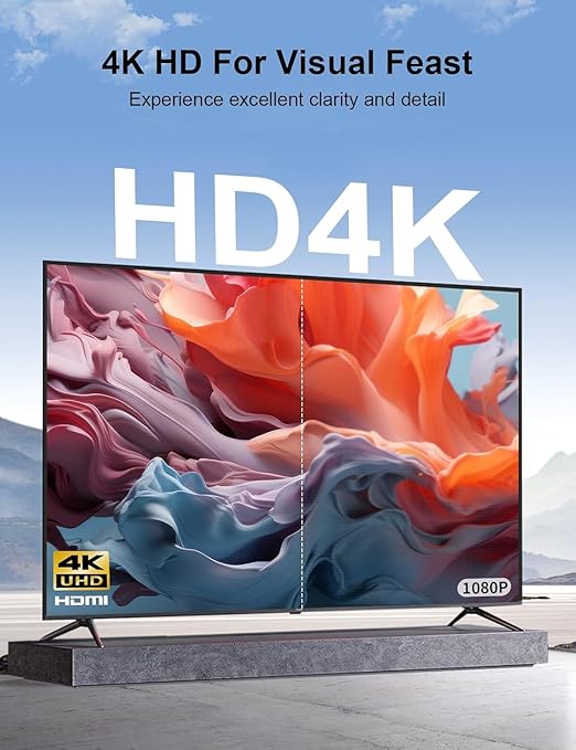 XAOSUN Right Angle HDMI 2.0 Cable 3.3 Feet, Strong Anti-Interference, 18Gbps High Speed Support 4K@60Hz,3D 1080P,HDR,ARC,90 Degree HDMI Cable for MacBook pro 2023,Monitor,ps4/5,Xbox,Fire TV and More