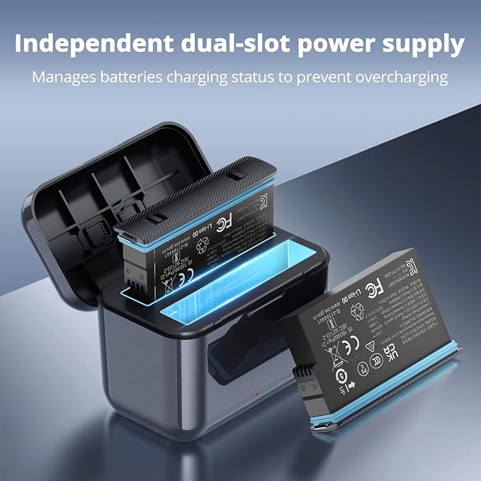 POWEROWL Charger for Insta 360 X5 Battery, Dual Port Fast Charging Case for Insta360 X5 Accessories with LED Indicators, Compact Travel-Friendly Design, Charger Only