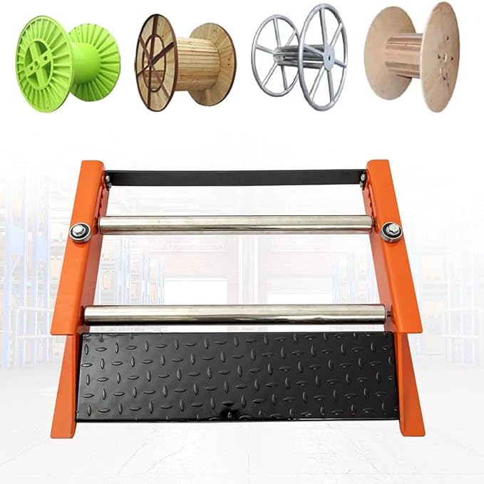 Hymula Heavy Duty Cable Roller Stand unwinder Single Reel Dispenser for reels max 28" width Drum Roller Cable Reel Dispenser for Cord Management
