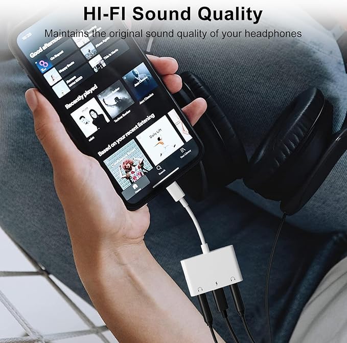 INVERSE NET Headphone Adapter for iPad, Headphone Splitter for 2 Headphones,3 in 1 USB C to 3.5mm Jack Audio Adapter with 60W Fast Charging Compatible with S24/23 Ultra.