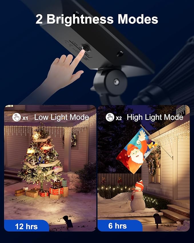 2 Pack Solar Spotlights Outdoor Waterproof for Christmas Hanging, Tree, Wreaths, Snowman, Elk, Adjustable Panel Solar Power Landscape Uplights for Outside Garden, Backyard, Patio, Sidewalk,Warm White