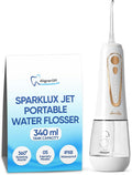Aligner Off Sparklux Jet Water Flosser - Cordless & Rechargeable, Waterproof Design, Ideal for Teeth, Braces & Gum Care, Sleek White Finish with Rose-Gold Trim - FSA Eligible