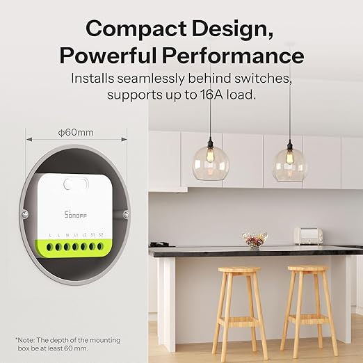 SONOFF MINI Duo 2 - Channel Zigbee Smart Switch, Zigbee 3.0 Enabled, 16A Total Load, Compact for Standard Boxes, Remote & Automated Control via Zigbee Hub