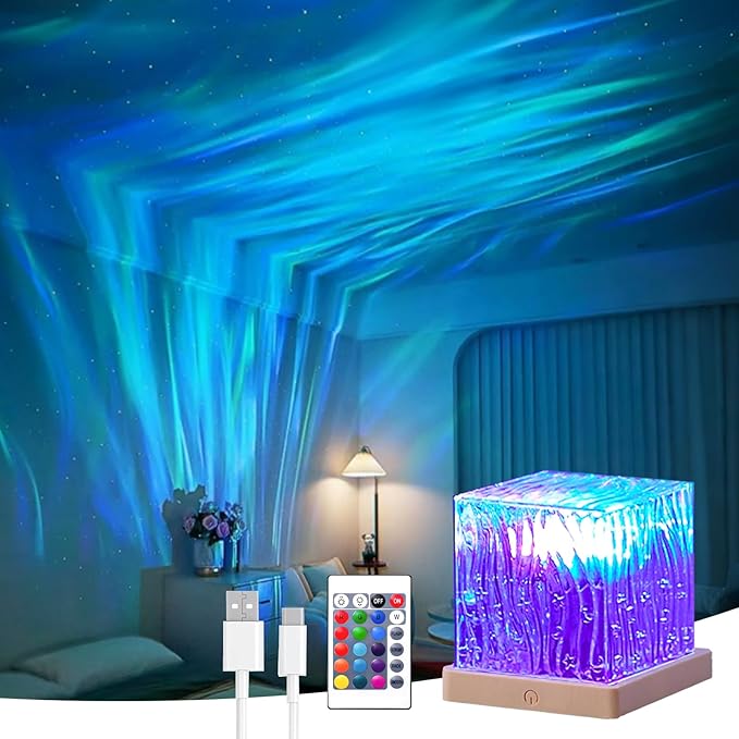 Growalleter Northern Lights Projector, 16 Colors Rechargeable Aurora Light Projector & Mood Lighting Galaxy Lamp, App Remote Night Light for Bedroom, Gift for Teenage Girls Room Decor (Battery)