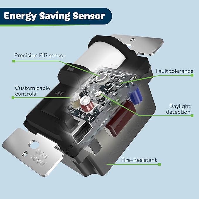 TOPGREENER in Wall PIR Motion Sensor Light Switch, Occupancy Sensor Switch, 𝐍𝐞𝐮𝐭𝐫𝐚𝐥 𝐖𝐢𝐫𝐞 𝐑𝐞𝐪𝐮𝐢𝐫𝐞𝐝, On/Off Override, 𝐒𝐢𝐧𝐠𝐥𝐞 𝐏𝐨𝐥𝐞, 4A, 500W, TSOS5-BKWP,Black