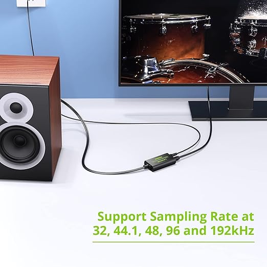 LiNKFOR 192kHz DAC Converter Digital to Analog Converter Digital Optical SPDIF Toslink to Analog Stereo Audio RCA L/R Audio Adapter with Optical Cable for HDTV Blu Ray DVD Amps (RCA Male)